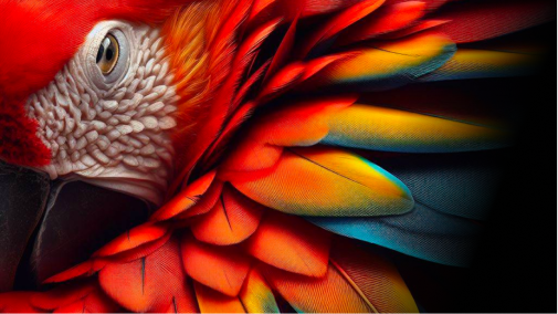 A close up of a colorful parrot.